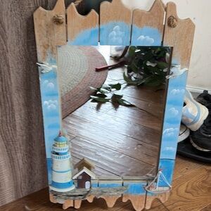 Nautical Themed Mirror with Lighthouse Design